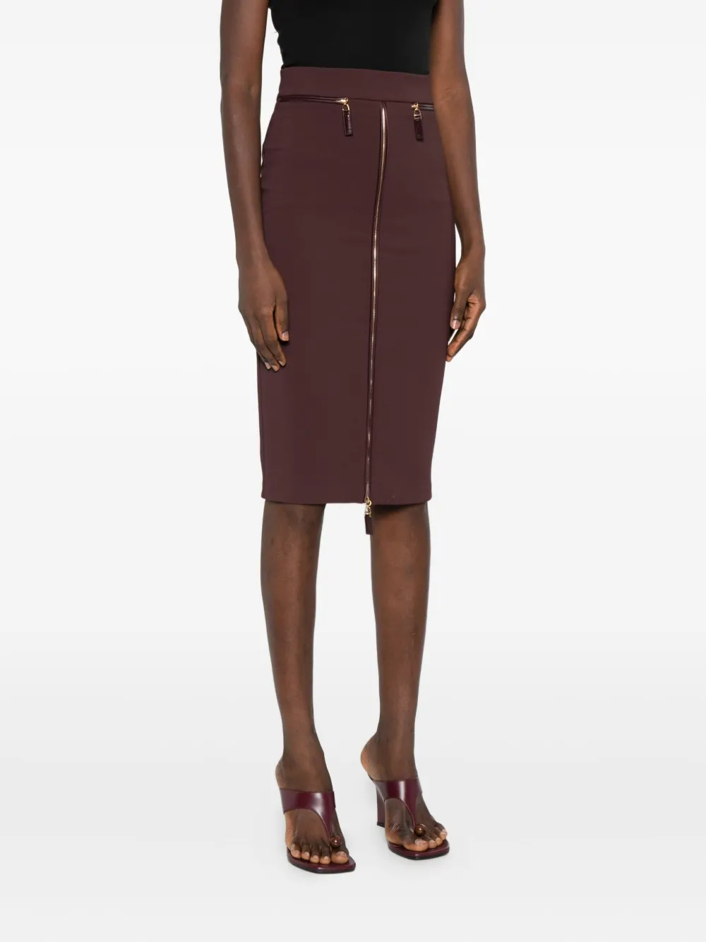 Elisabetta Franchi zip-detail pencil midi skirt Bruin