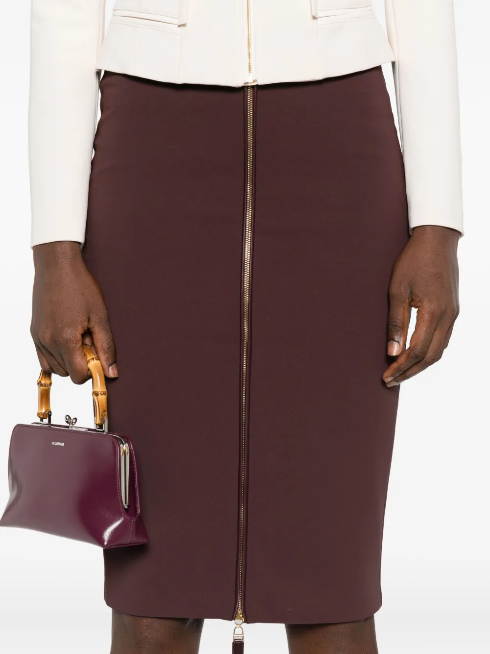 Elisabetta Franchi zip-detail pencil midi skirt Bruin