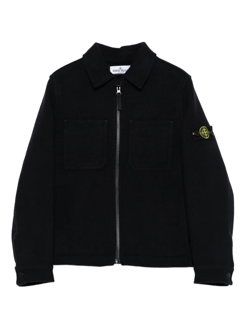 Stone Island Junior patch-pocket zip-front jacket Blauw
