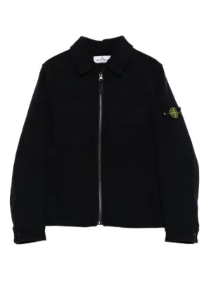 チビ 新品 STONE  JUNIOR ブルゾン 10歳 Stone Island Junior ジップ シャツジャケット | ブラック | FARFETCH JP