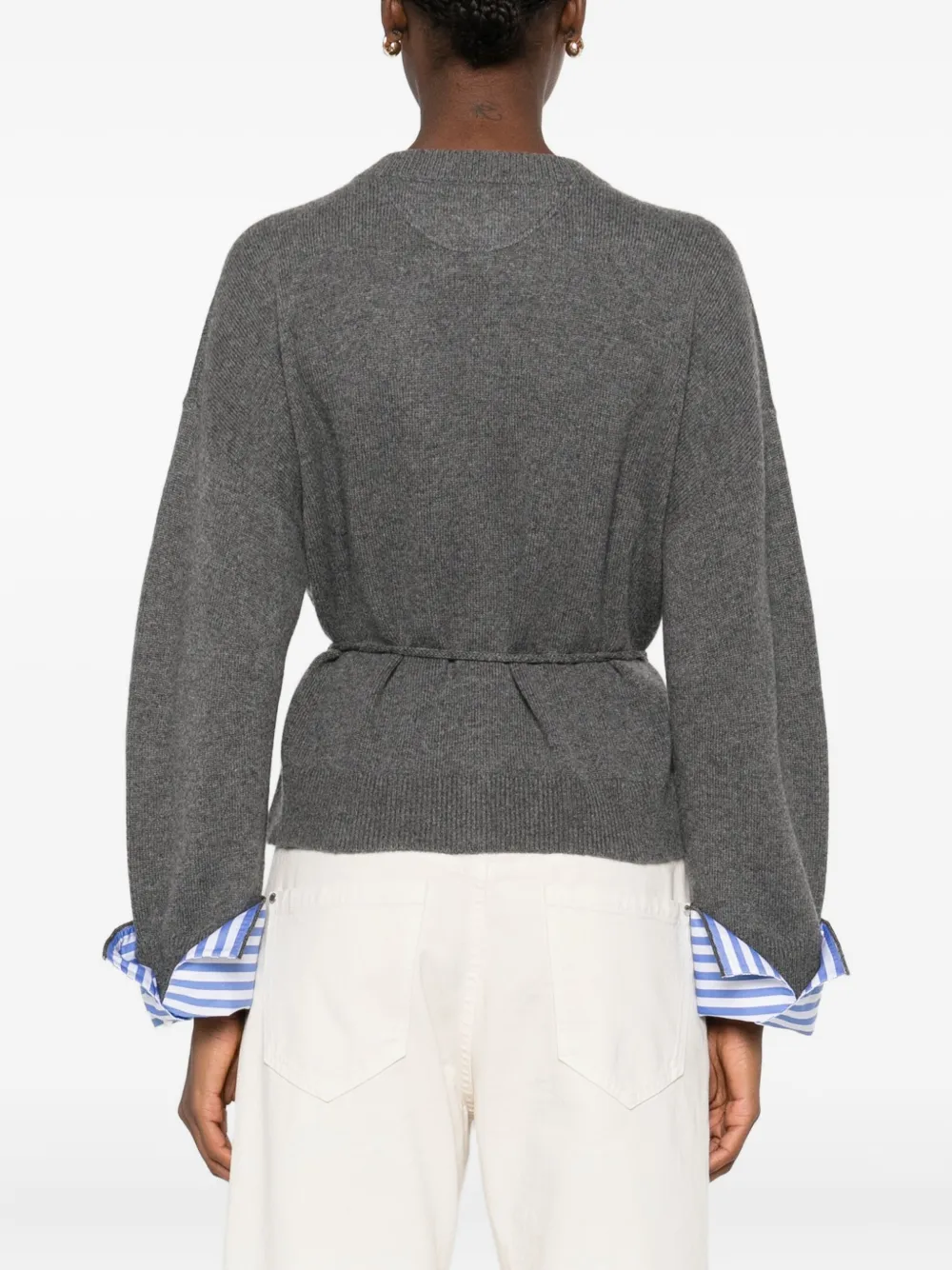 Brunello Cucinelli button-fastening tie-waist cardigan Grijs