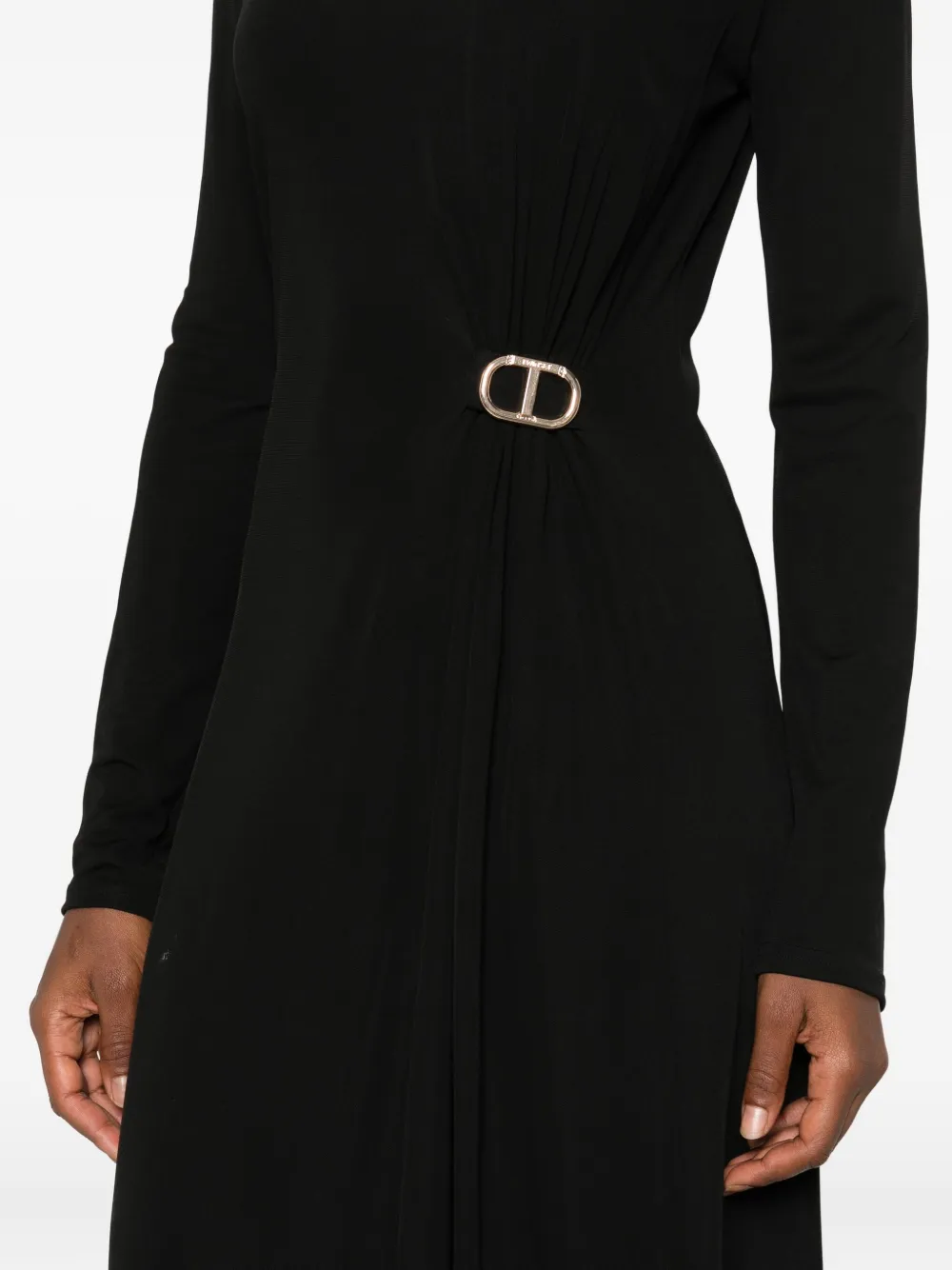 TWINSET Midi-jurk met hoge hals en gesp Zwart