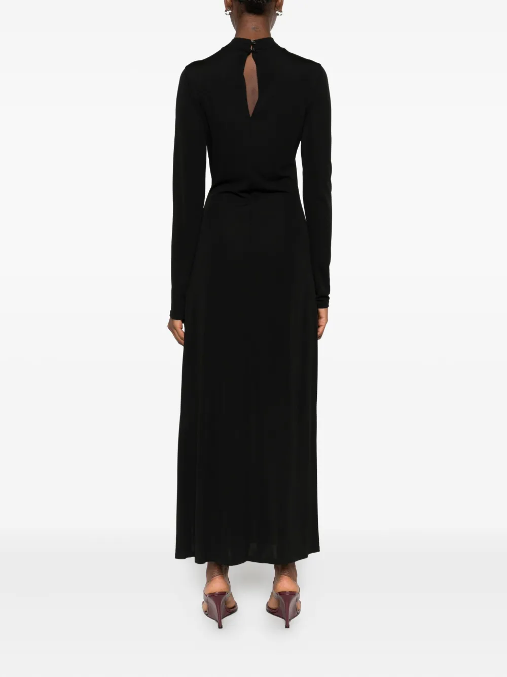 TWINSET Midi-jurk met hoge hals en gesp Zwart