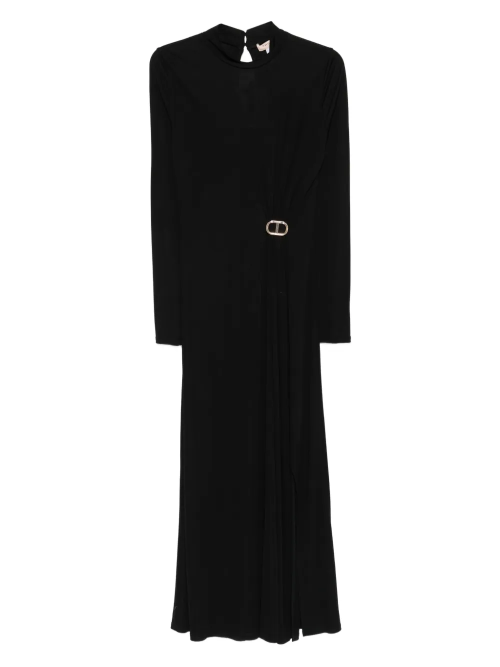 TWINSET Midi-jurk met hoge hals en gesp Zwart