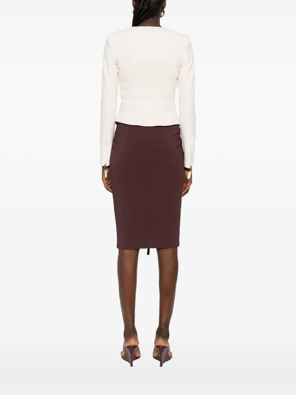 Elisabetta Franchi chain-trimmed zip-front jacket Beige