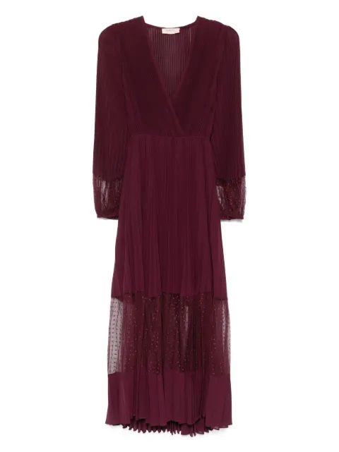 TWINSET pleated spotted-panel midi dress