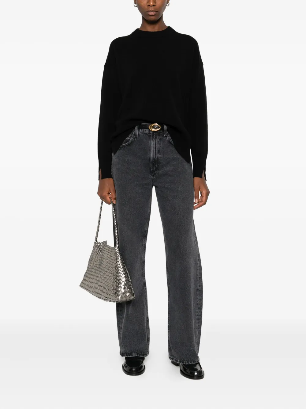 Roberto Collina Relaxed Crewneck Wool Sweater In Black