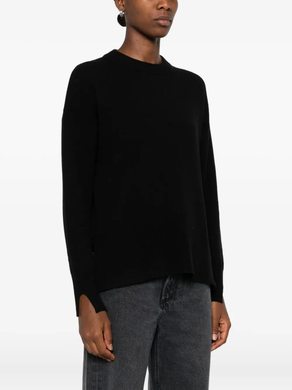 Roberto Collina Relaxed Crewneck Wool Sweater In Black