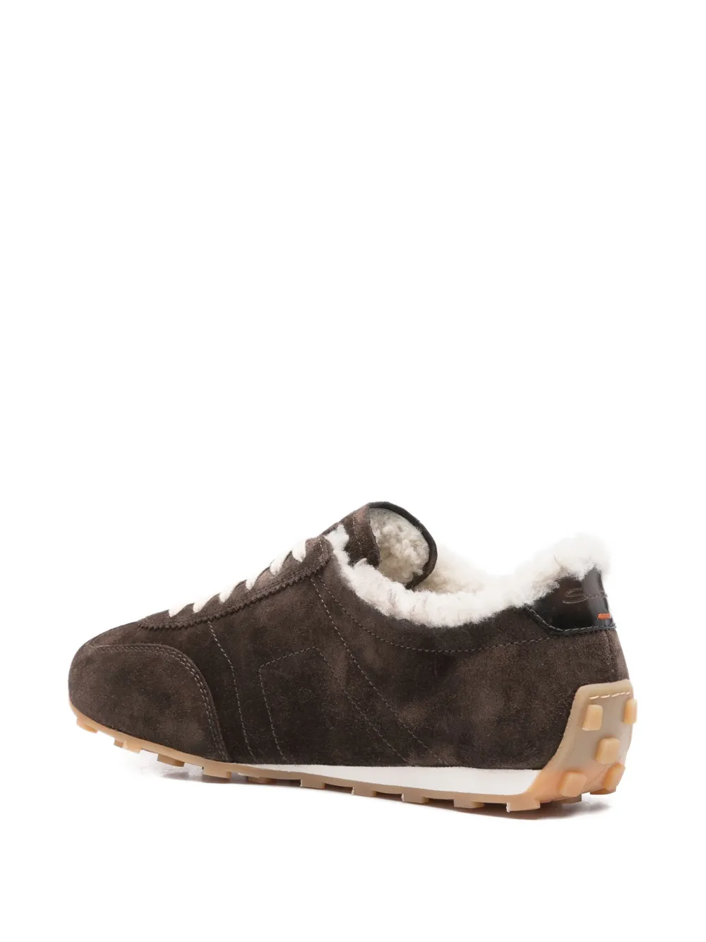 Santoni suede shearling sneakers Brown