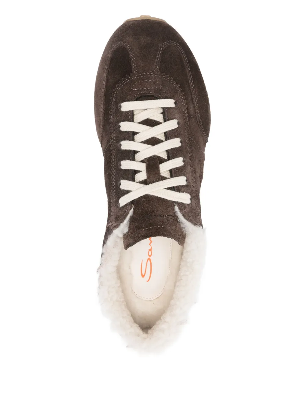 Santoni suede shearling sneakers Brown
