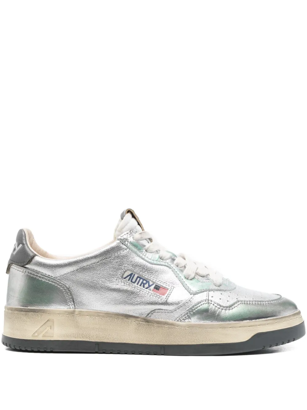 Autry Sper Vintage metallic leather sneakers Silver