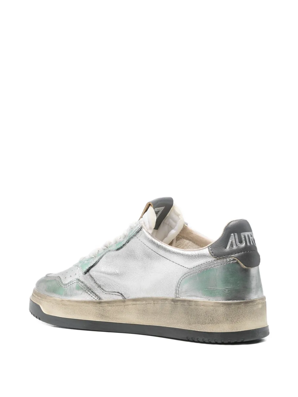 Autry Sper Vintage metallic leather sneakers Silver