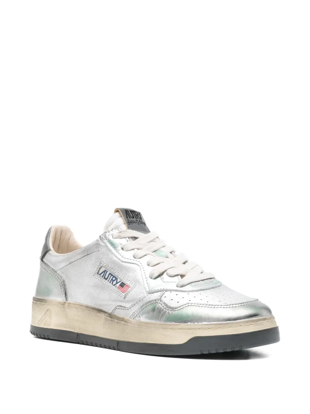 Autry Sper Vintage metallic leather sneakers Silver