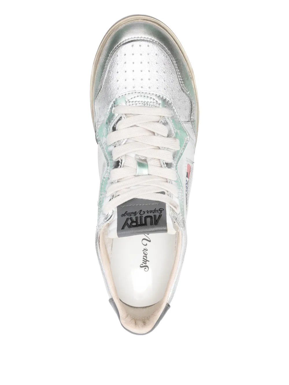 Autry Sper Vintage metallic leather sneakers Silver