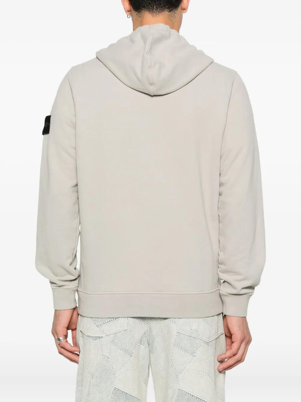 Stone Island logo-badge zip-fastening hoodie Grijs