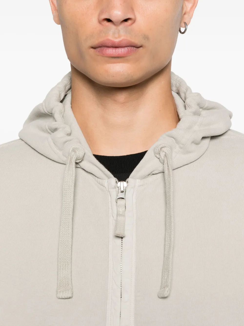 Stone Island logo-badge zip-fastening hoodie Grijs