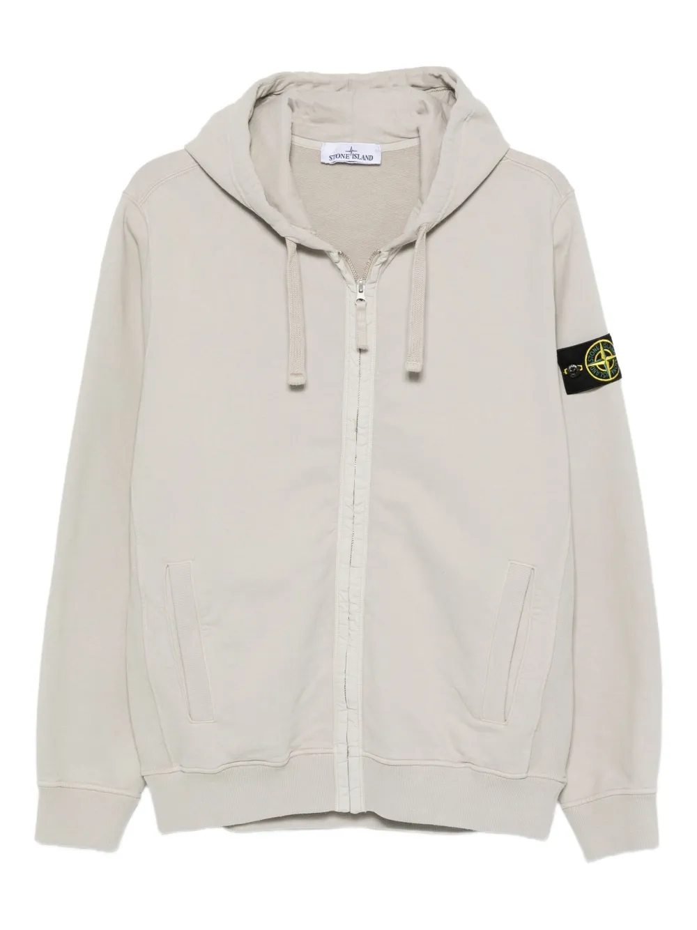 Stone Island logo-badge zip-fastening hoodie Grijs