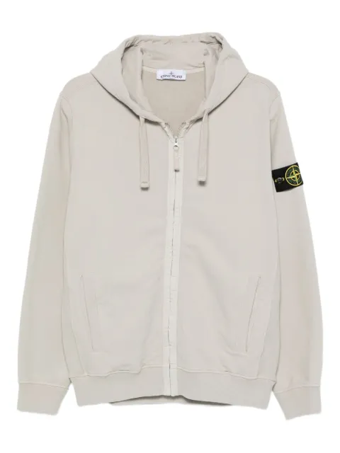 Stone Island logo-badge zip-fastening hoodie