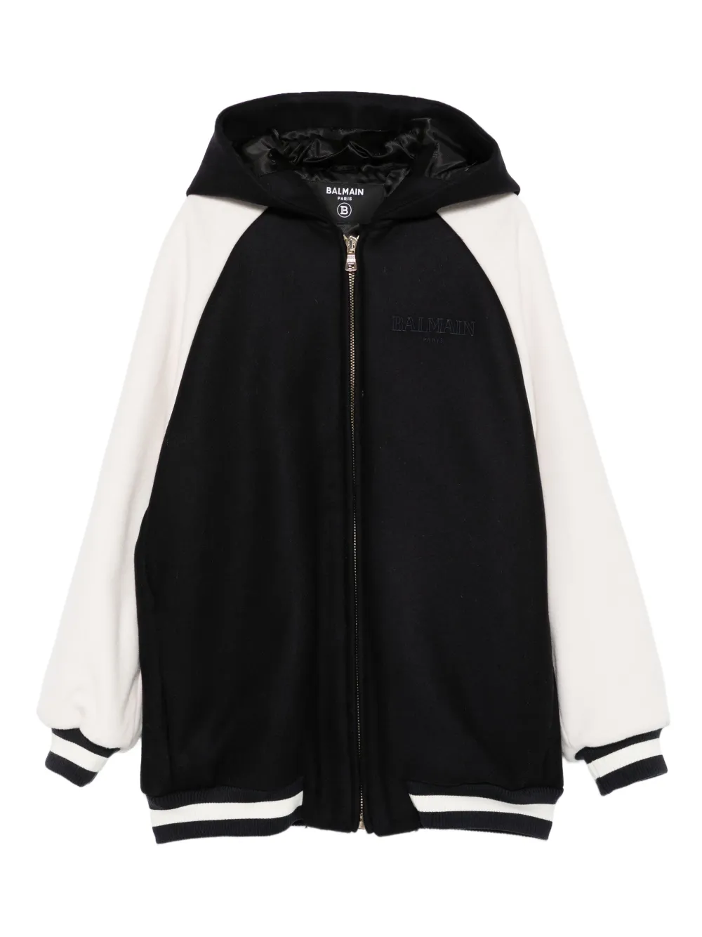 Balmain Kids hooded two-tone jacket Blauw