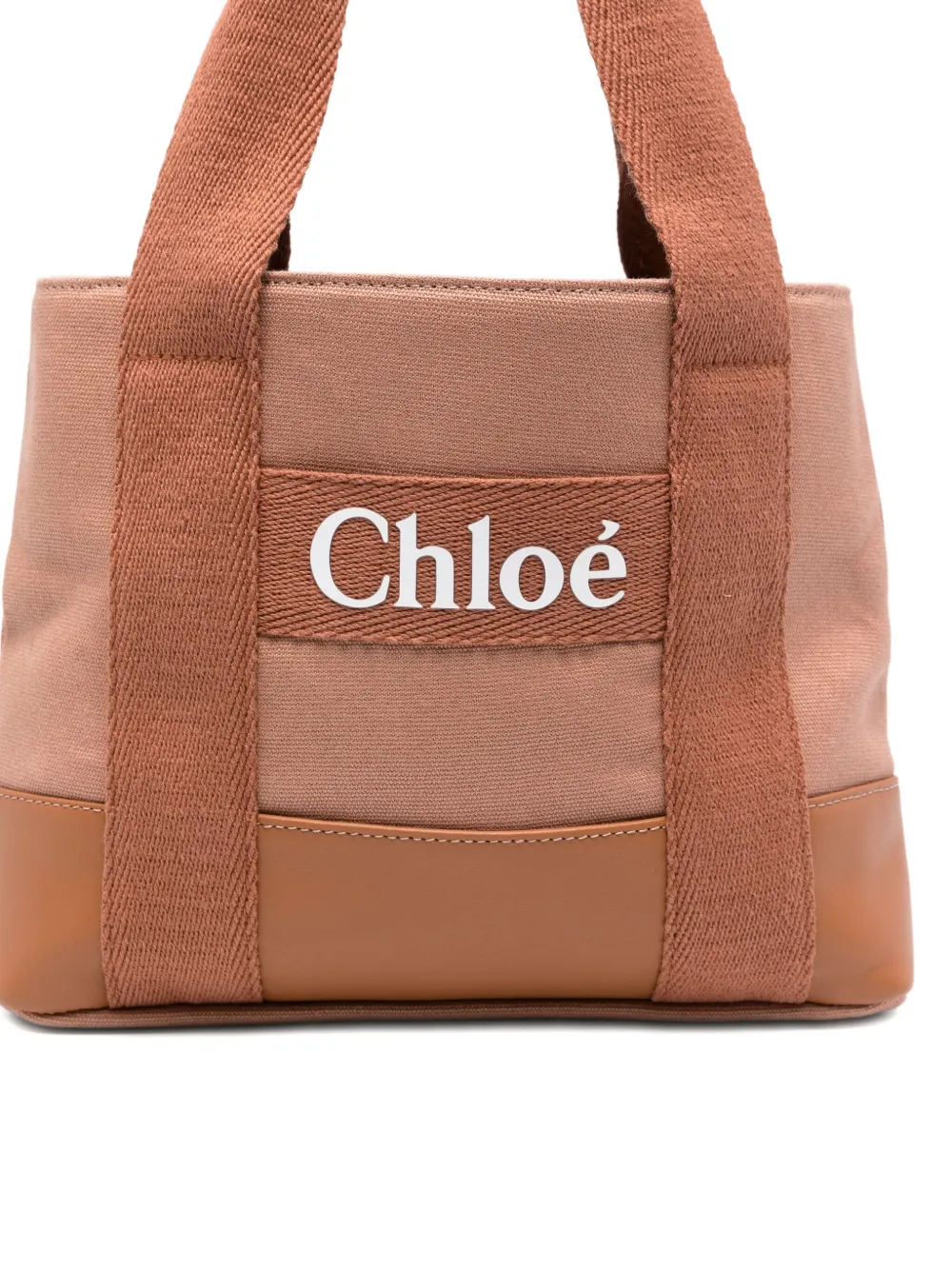 Chloé Kids logo-print cotton tote bag Bruin