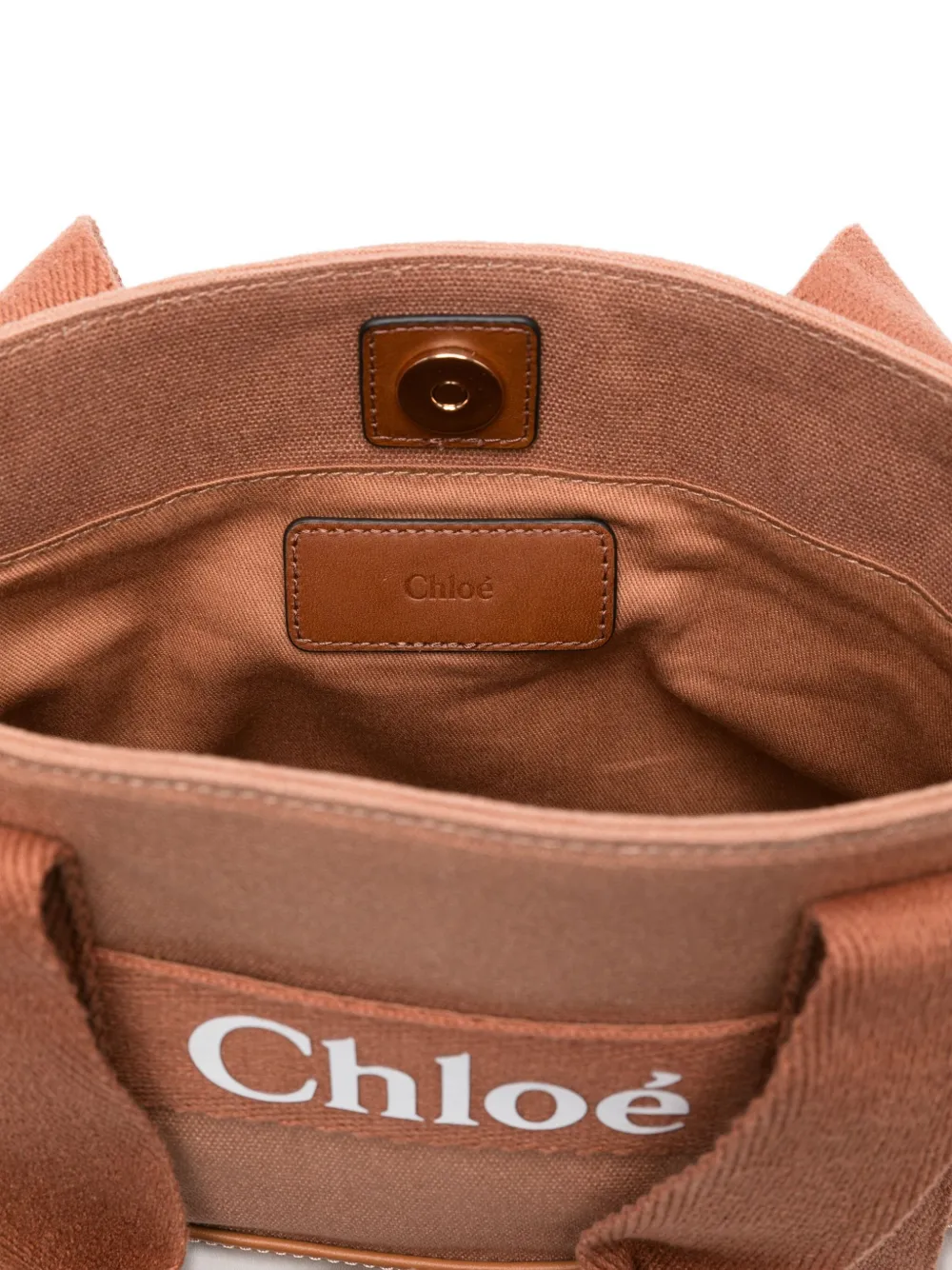 Chloé Kids logo-print cotton tote bag Bruin