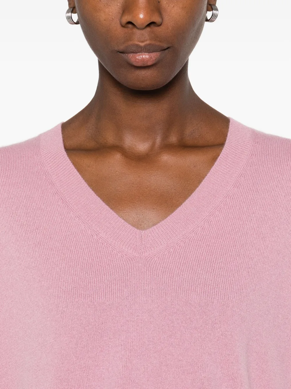 Allude v-neck side-split sweater Roze