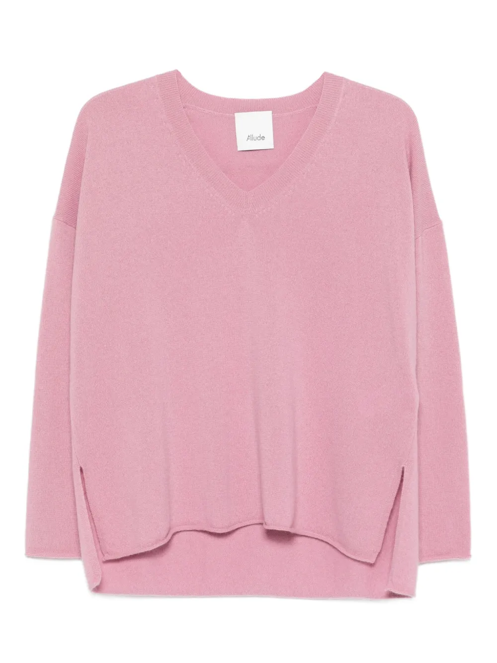 Allude v-neck side-split sweater | Pink | Image 1