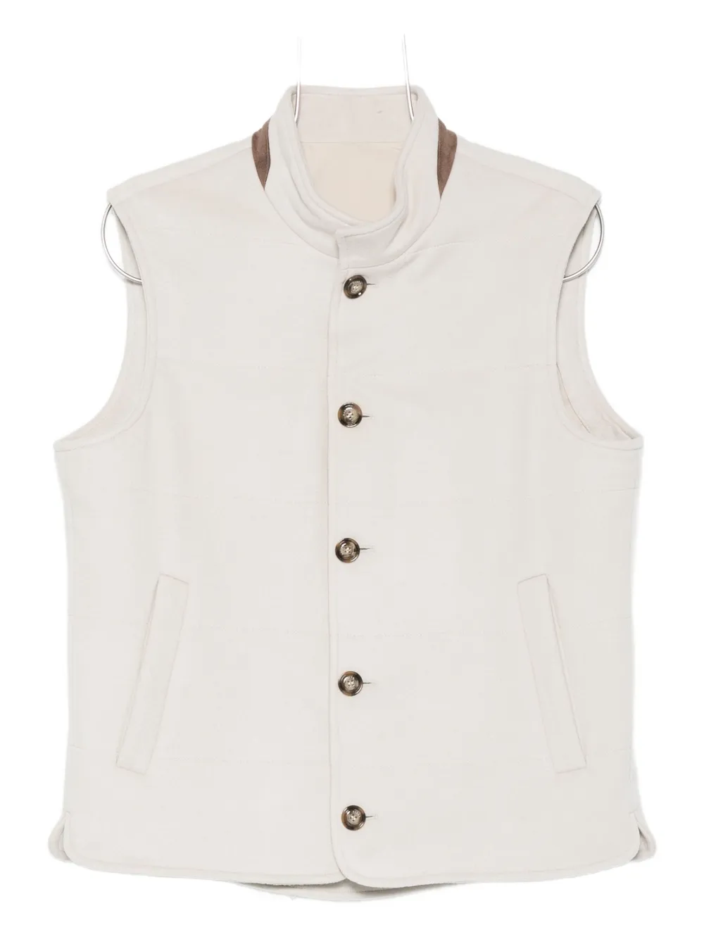 Barba wool high-neck gilet Beige
