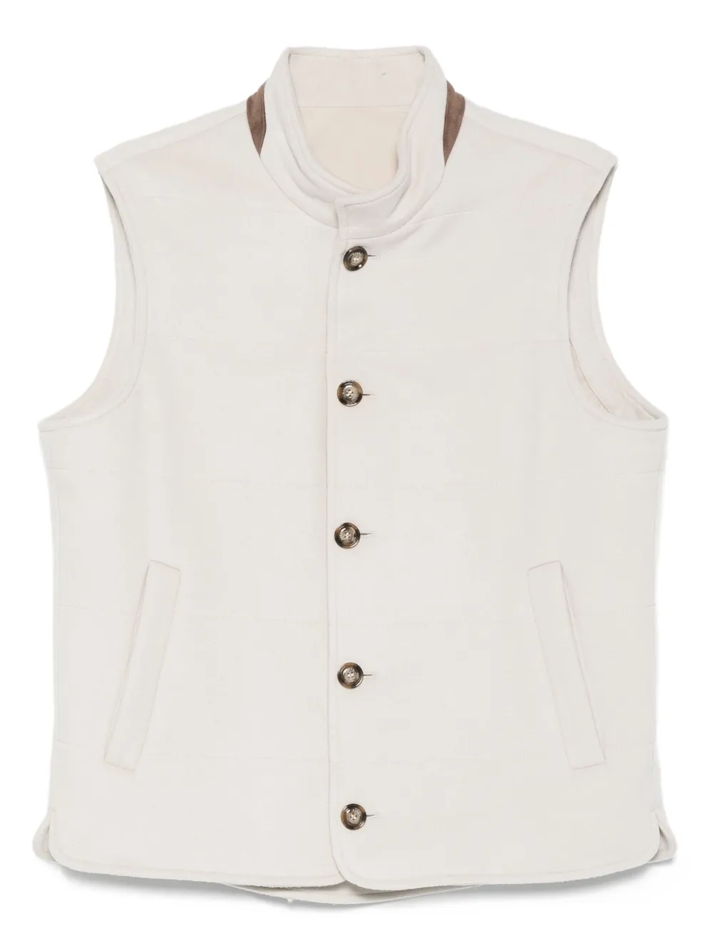 Barba wool high-neck gilet | Neutrals | Image 1