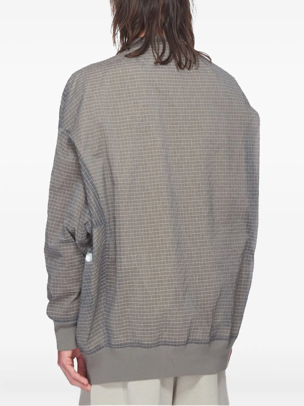 Rick Owens Grid-pattern Bomber Jacket In Gray