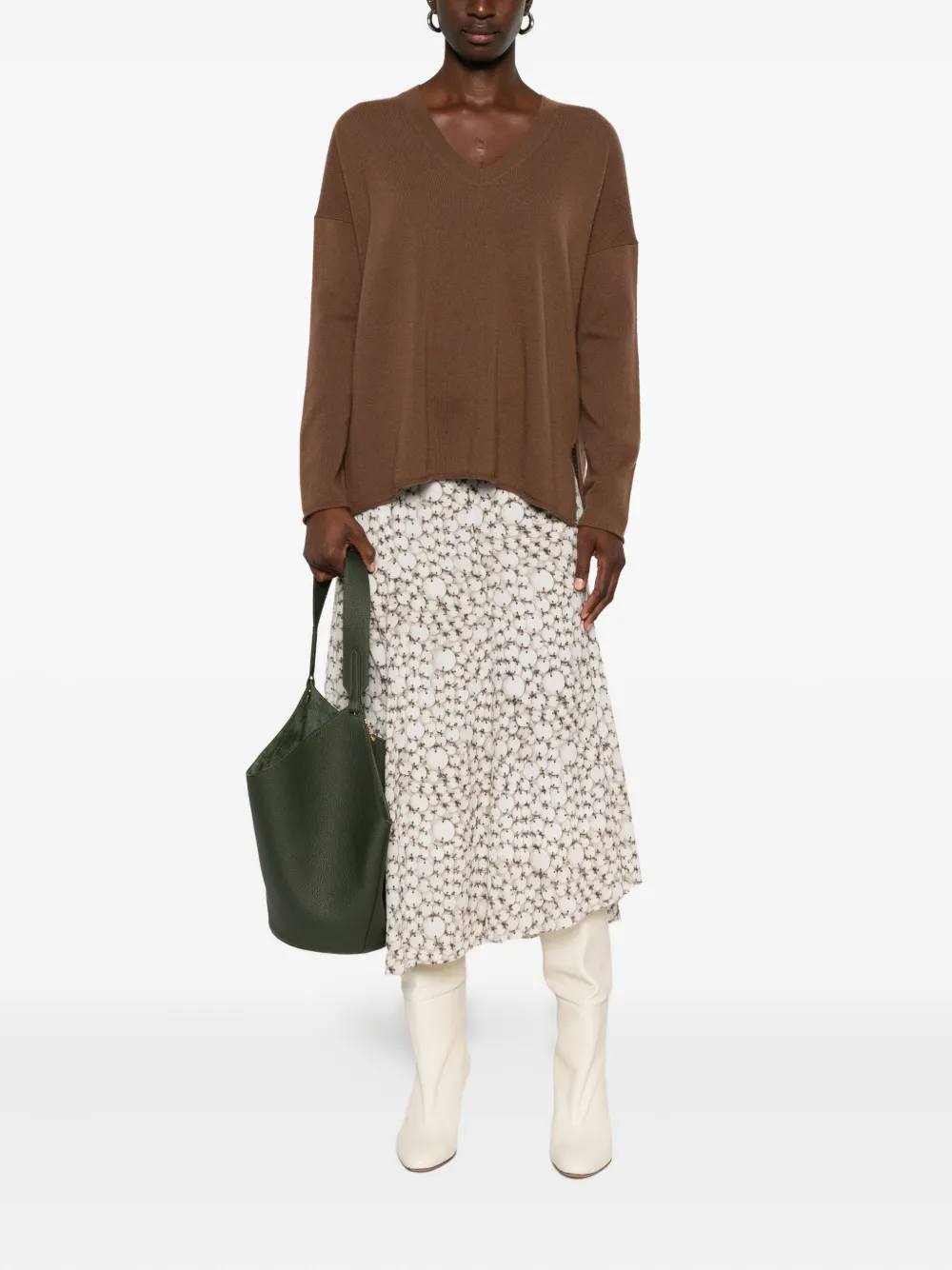 Allude V-neck cashmere sweater Bruin