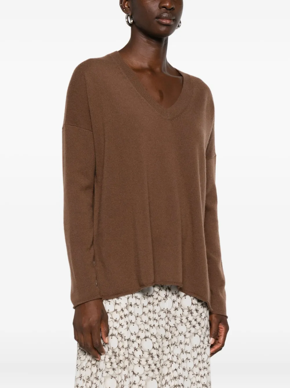 Allude V-neck cashmere sweater Bruin