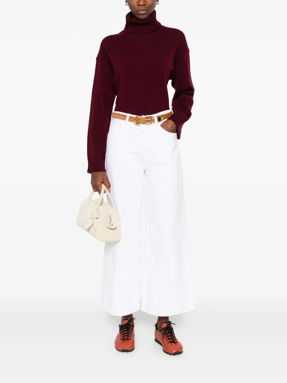 Allude turtleneck cropped sweater Rood