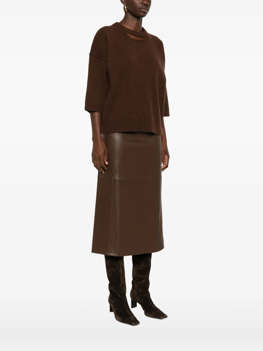Allude Striped-pattern Sweater In Brown