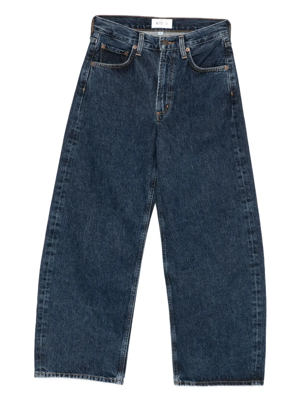 Agolde Denim Trousers With Belt Loops In Blue