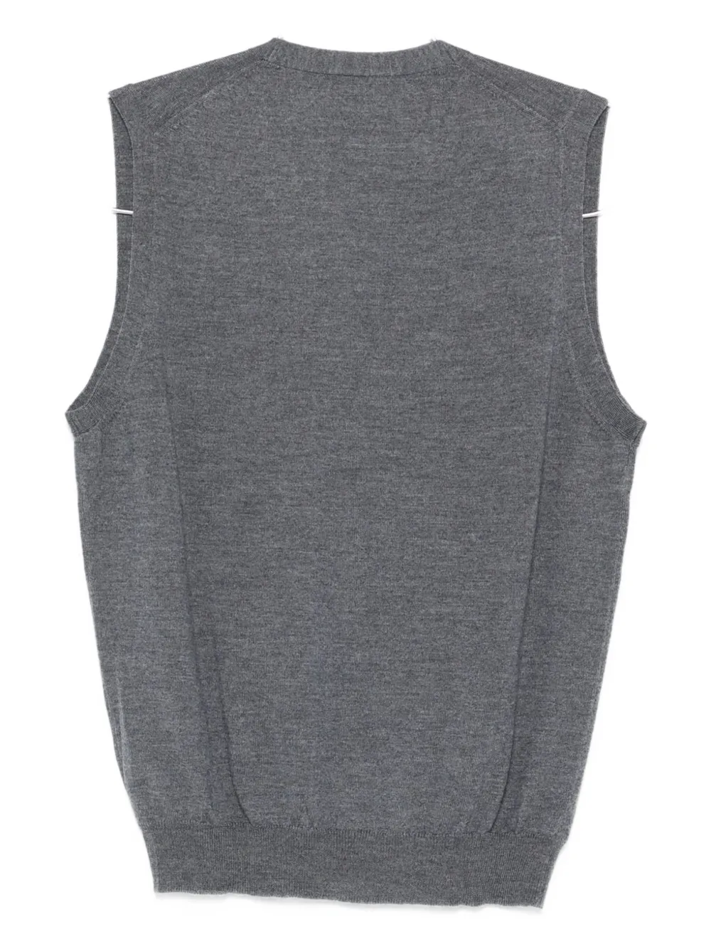 Barba v-neck buttoned vest - Grijs