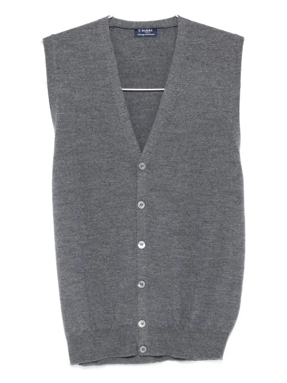 Barba Napoli V-neck Buttoned Vest In Gray