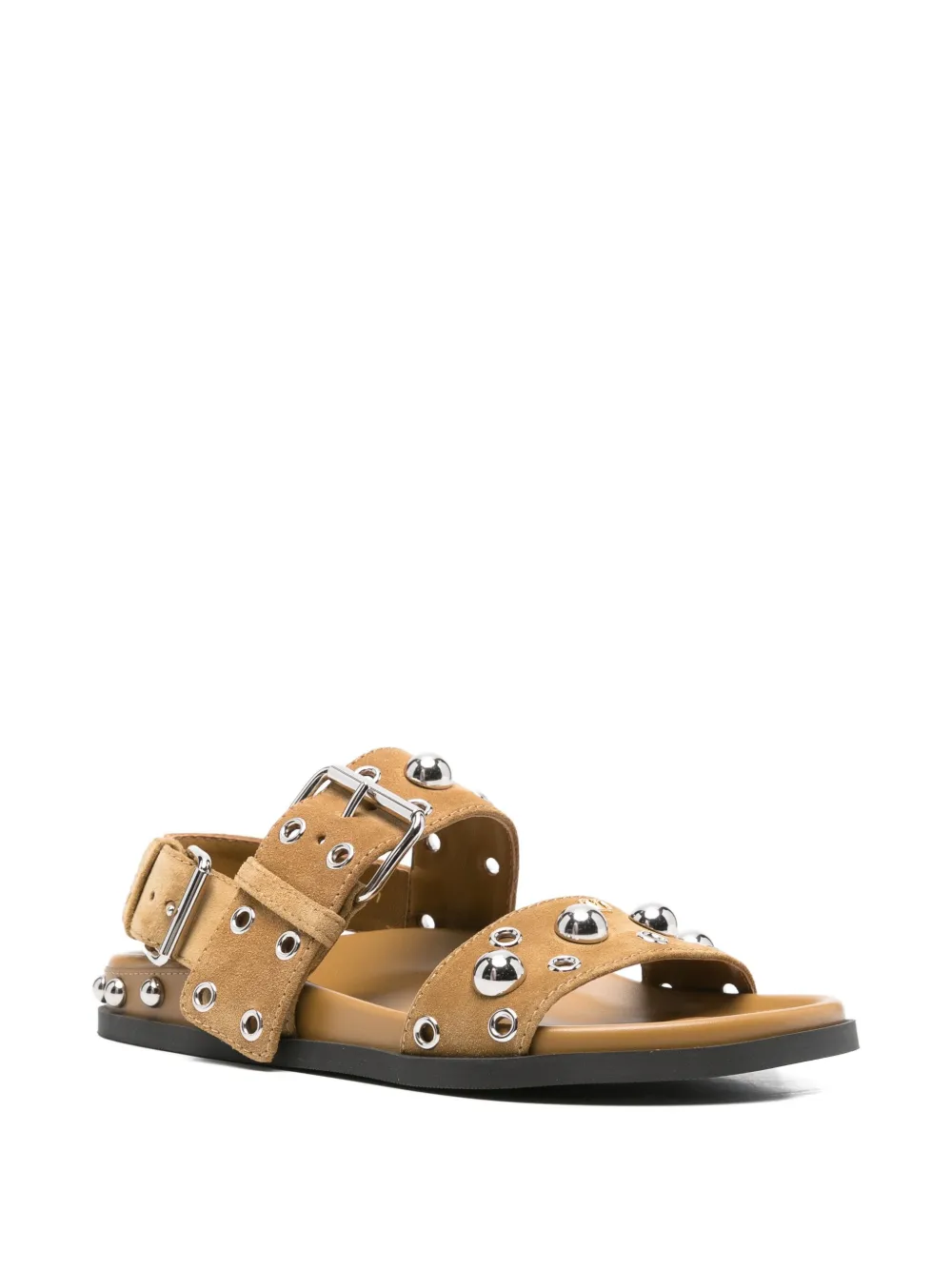 Valentino Garavani Nellcôte studded buckle sandals Brown