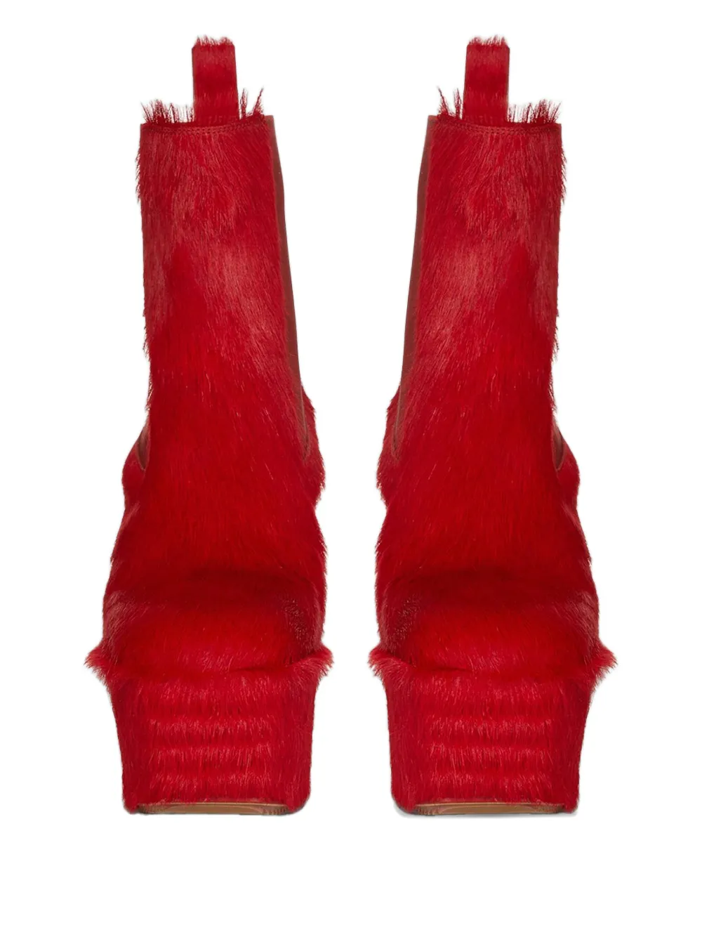 Rick Owens 130mm Calf-hair Platform Boots In Red