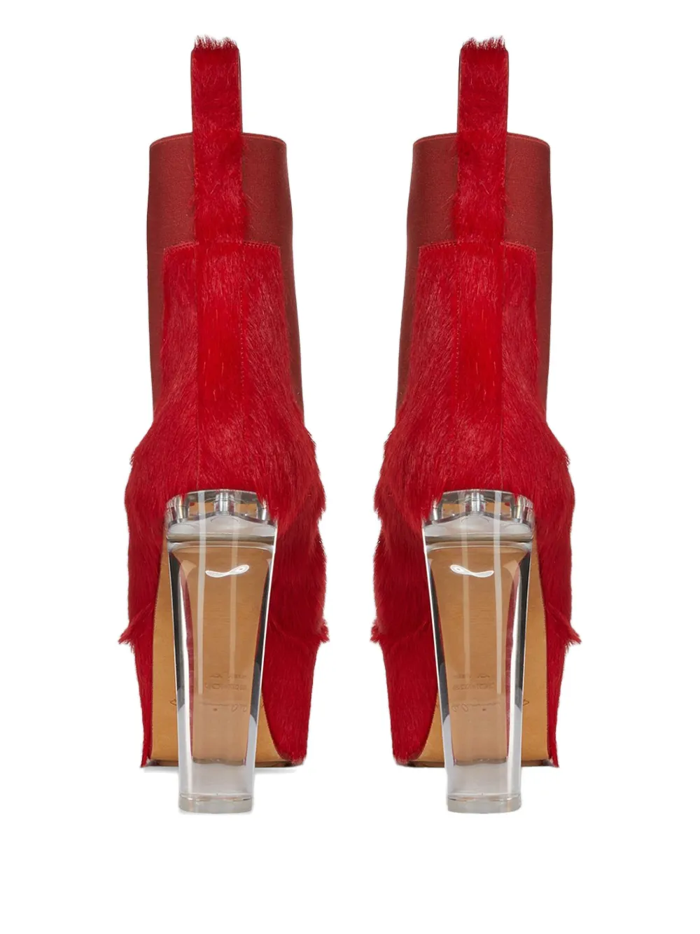 Rick Owens 130mm Calf-hair Platform Boots In Red