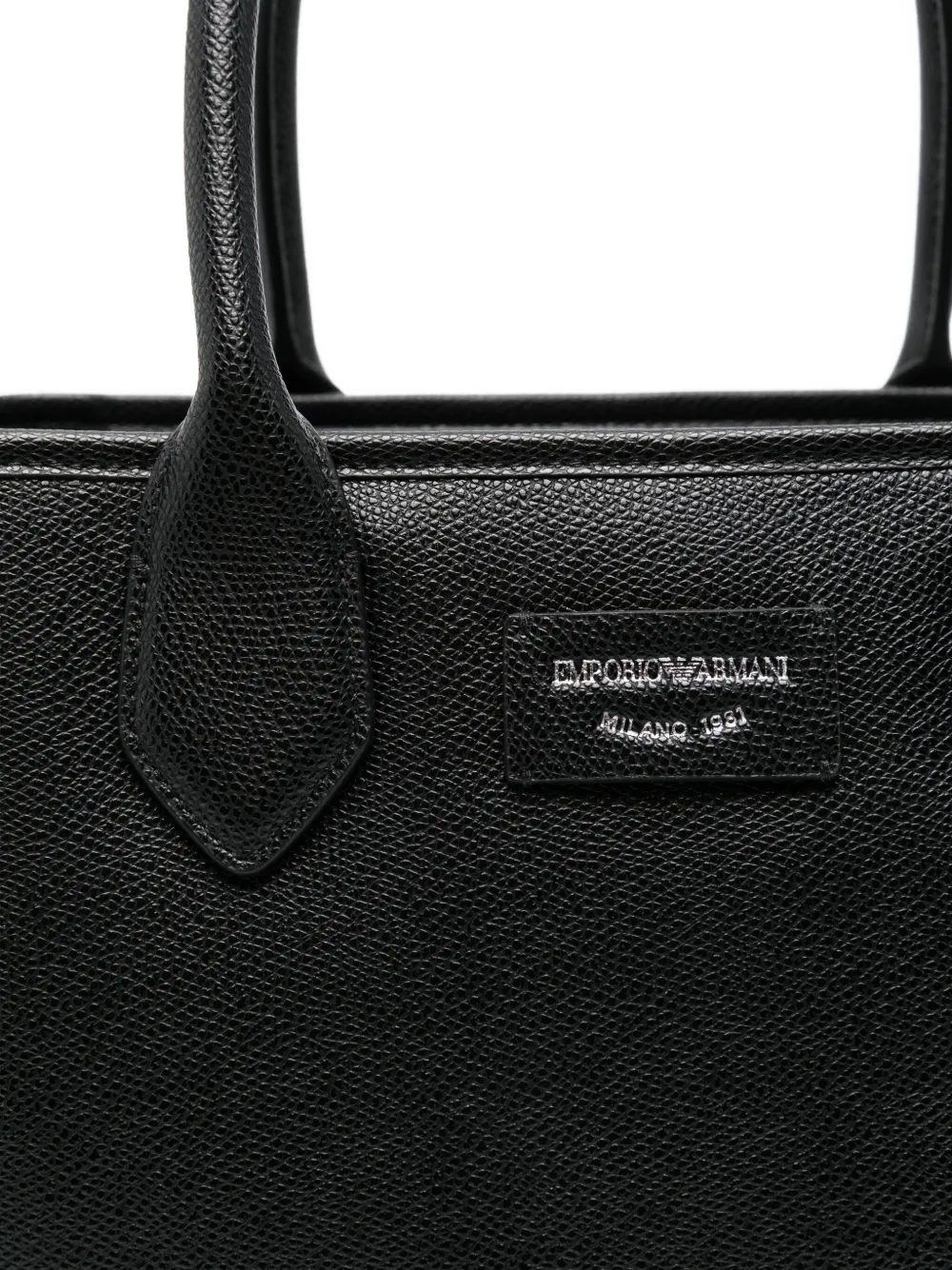Emporio Armani Leren shopper Zwart