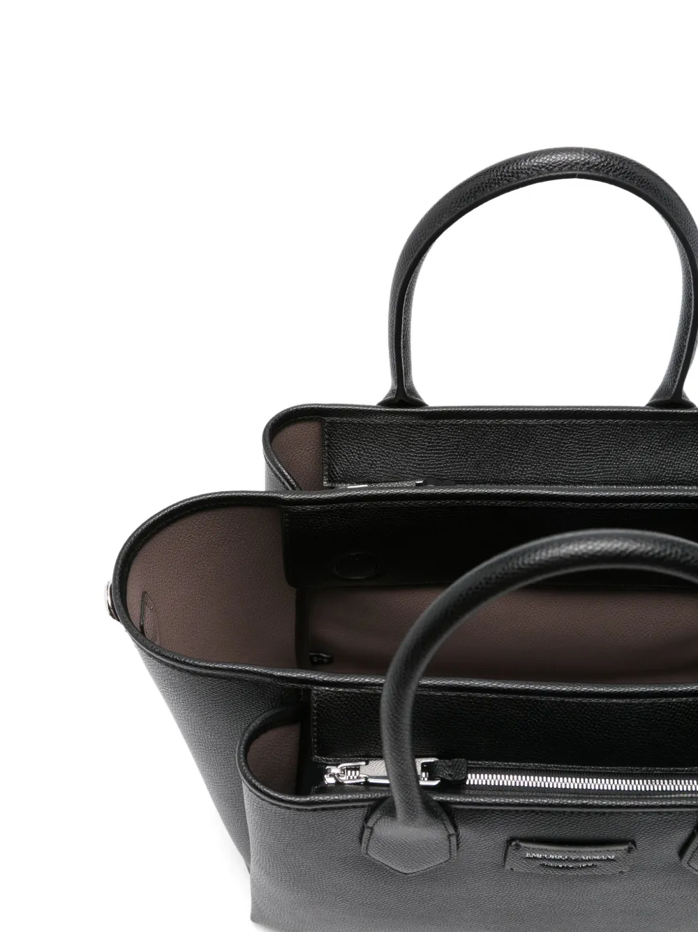 Emporio Armani Leren shopper Zwart
