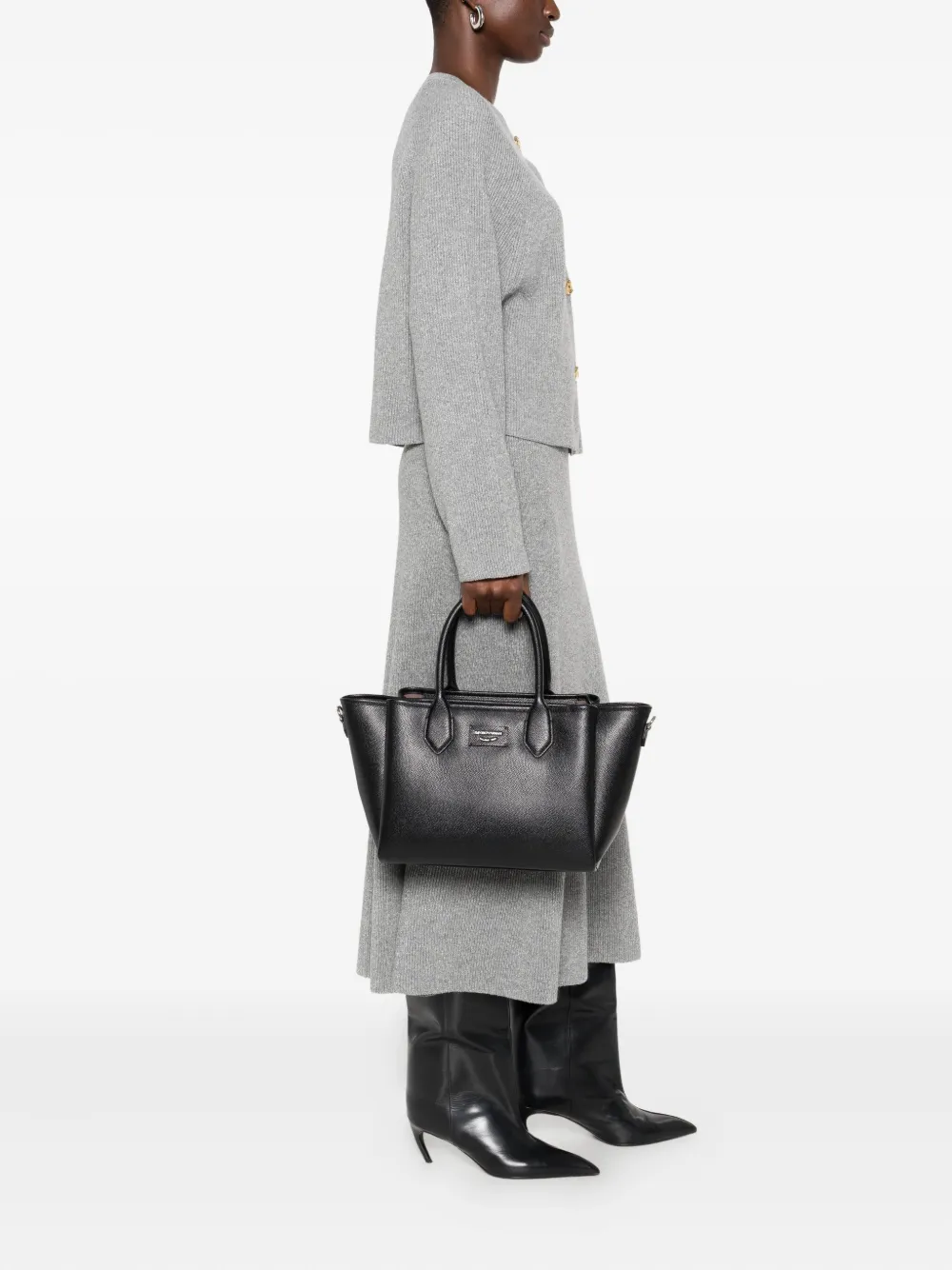 Emporio Armani leather tote bag - Zwart