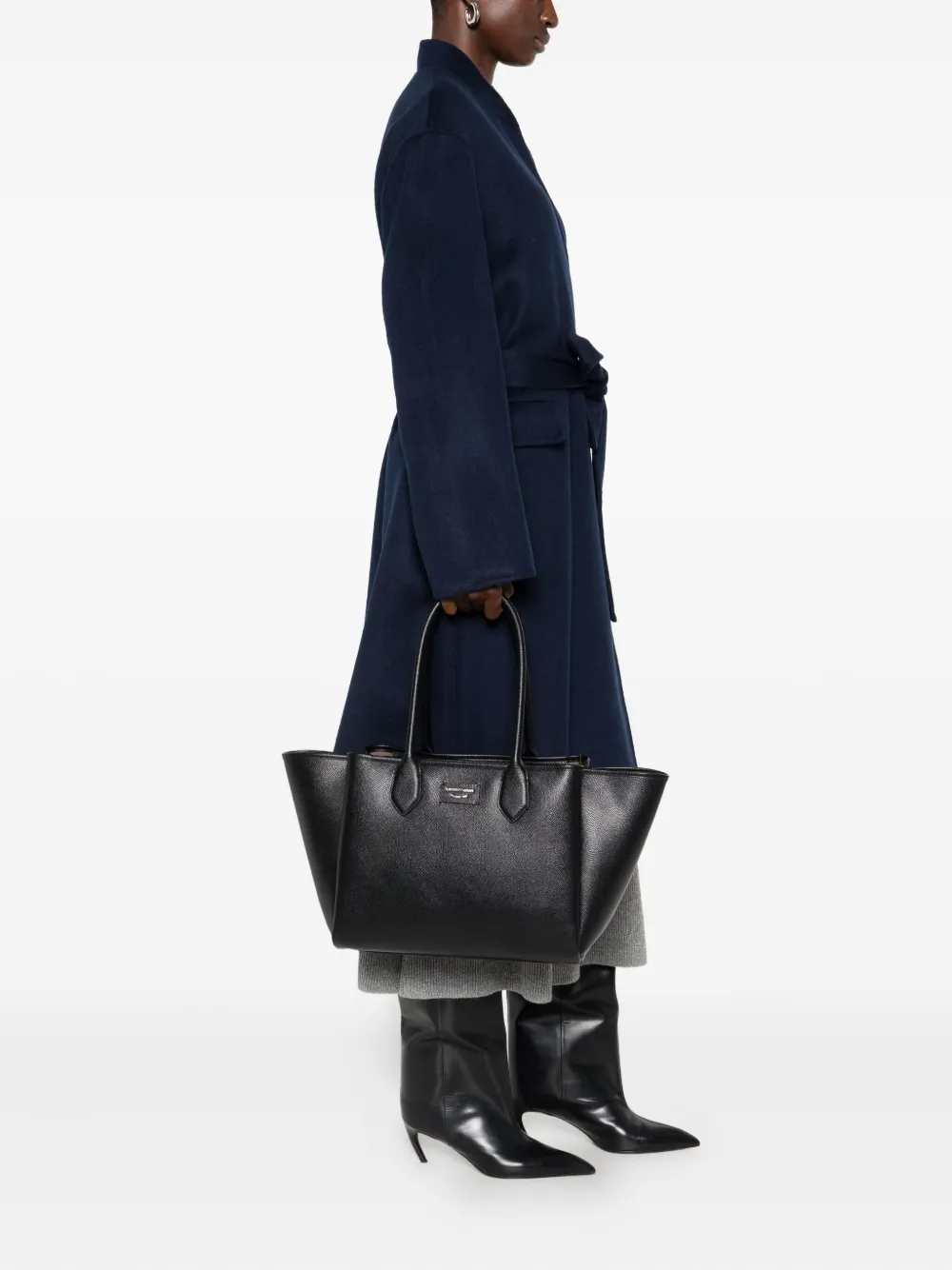 Emporio Armani leather tote bag - Zwart