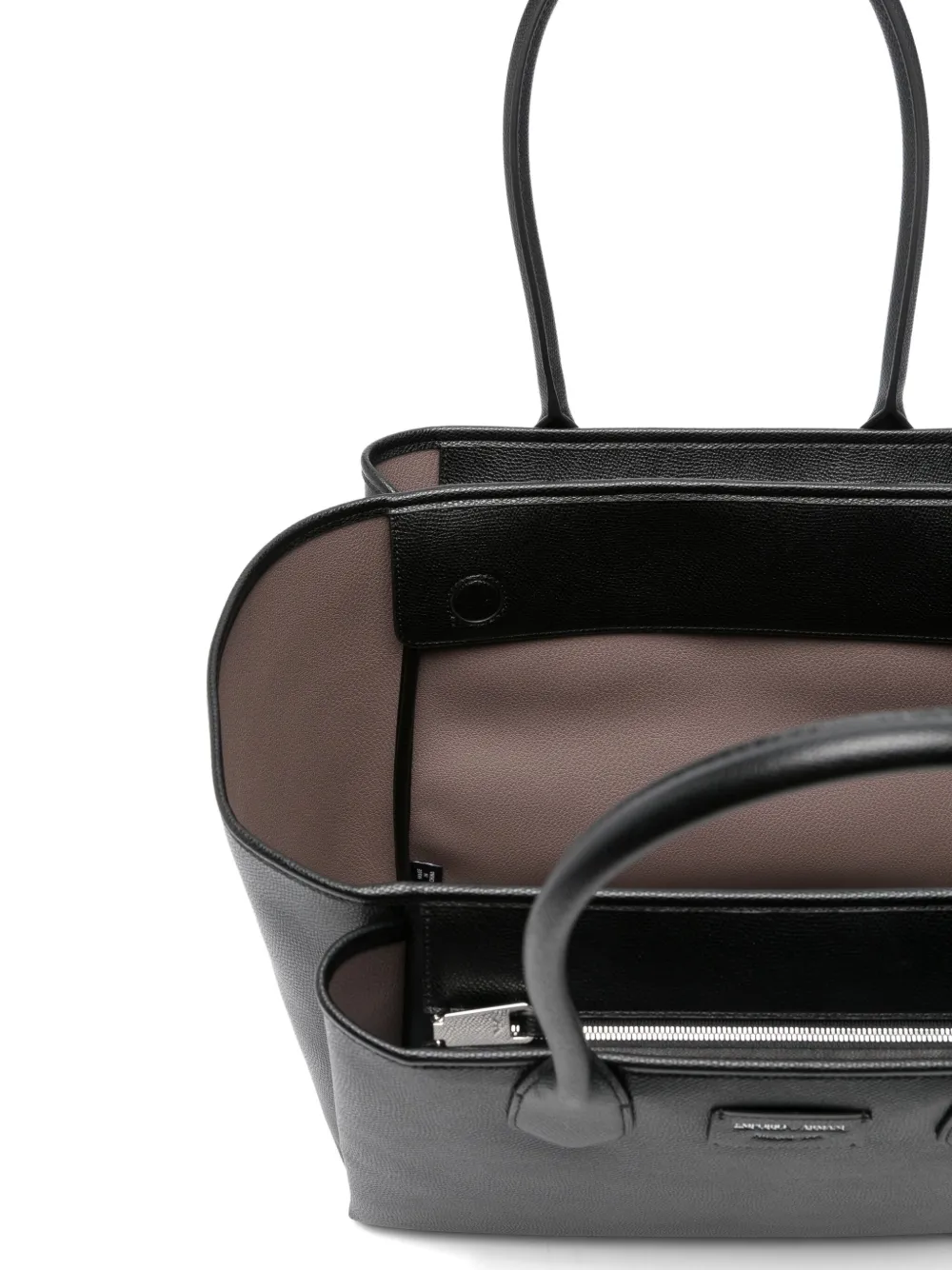 Emporio Armani Leren shopper Zwart