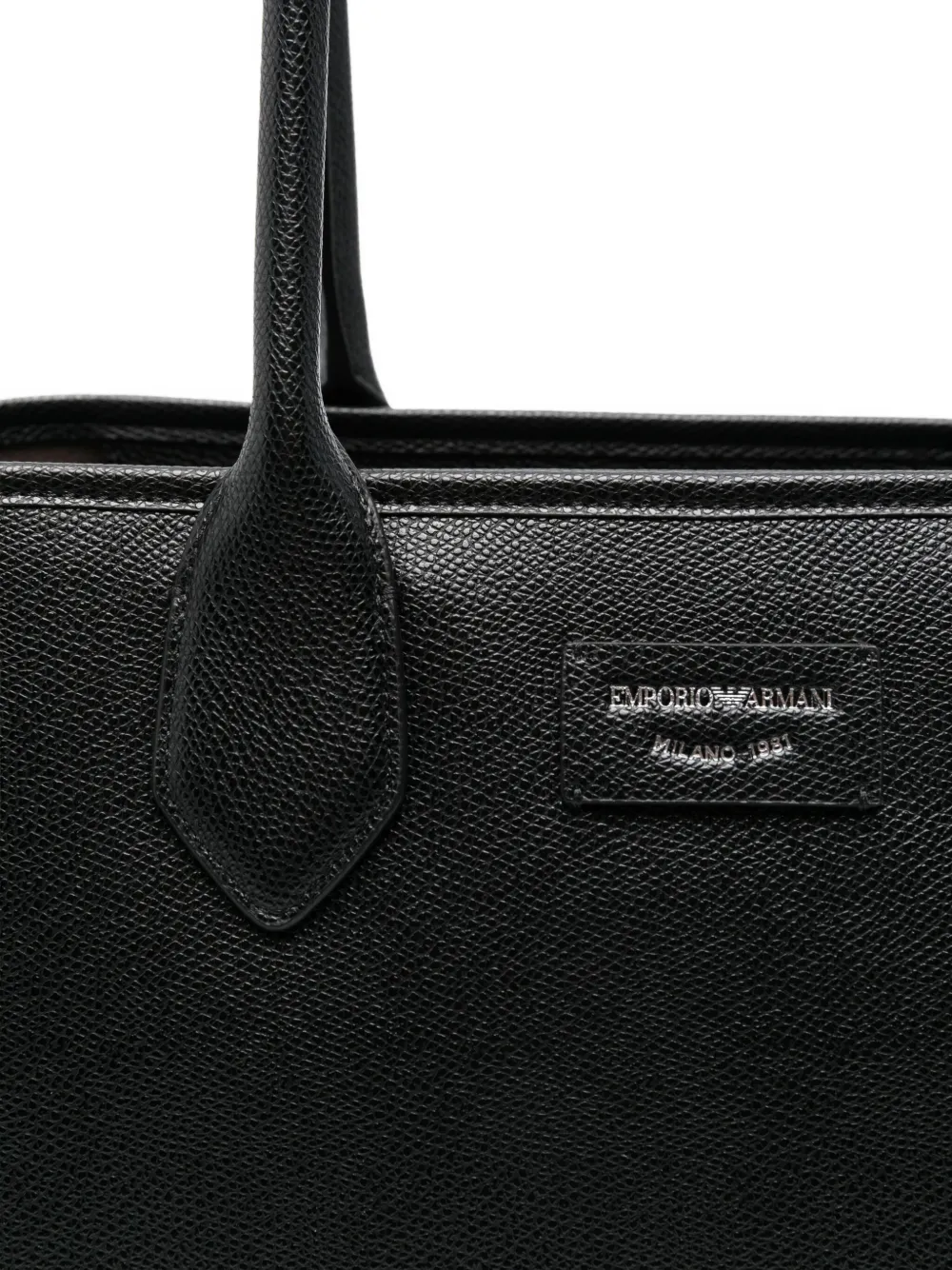 Emporio Armani Leren shopper Zwart
