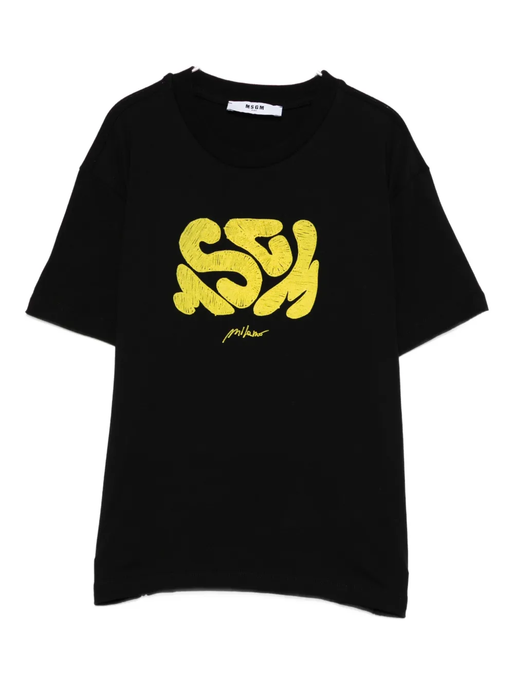 MSGM Kids abstract-print cotton T-shirt - Nero