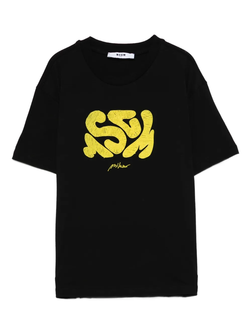 MSGM Kids abstract-print cotton T-shirt Zwart