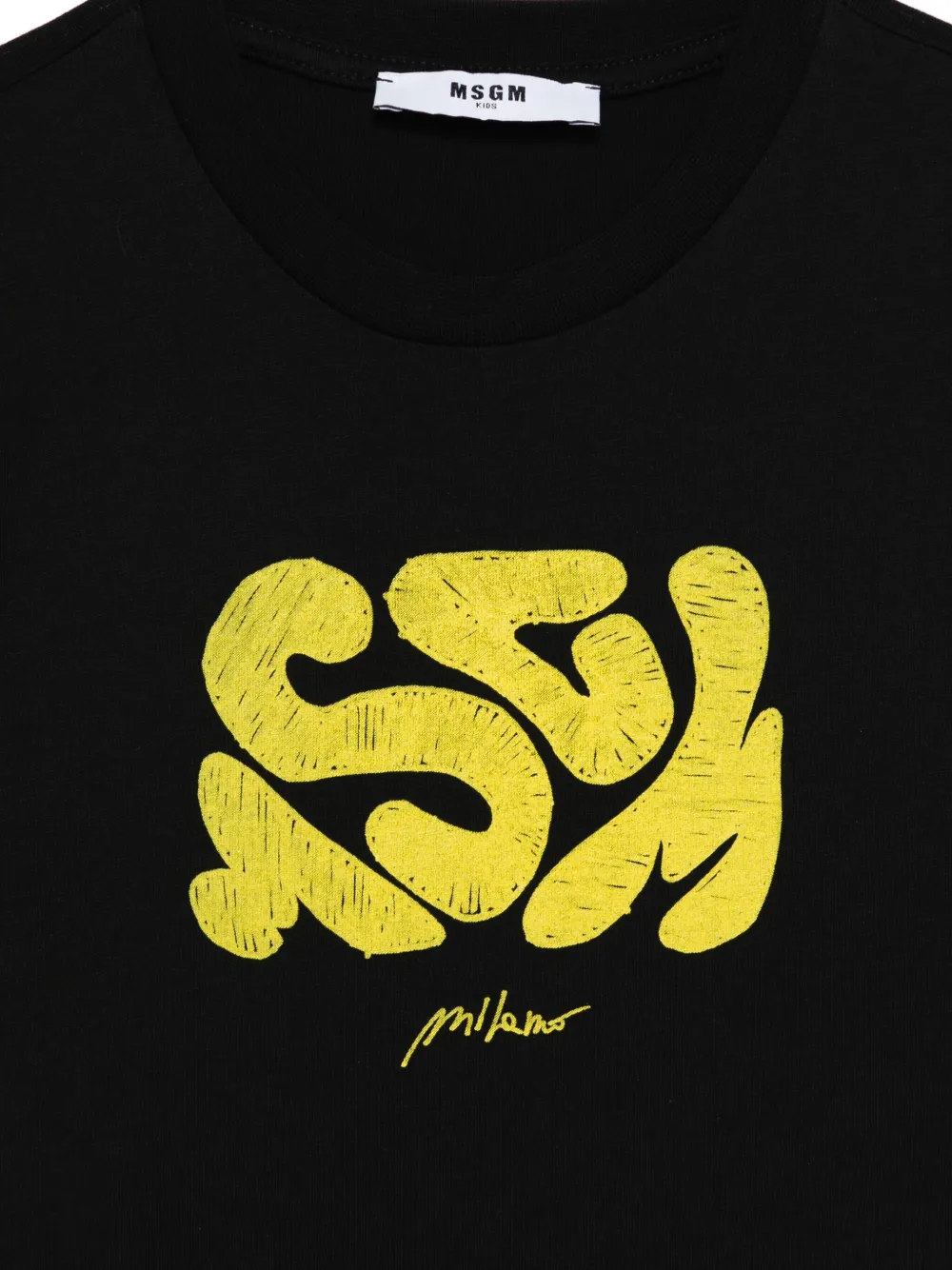 MSGM Kids abstract-print cotton T-shirt Zwart