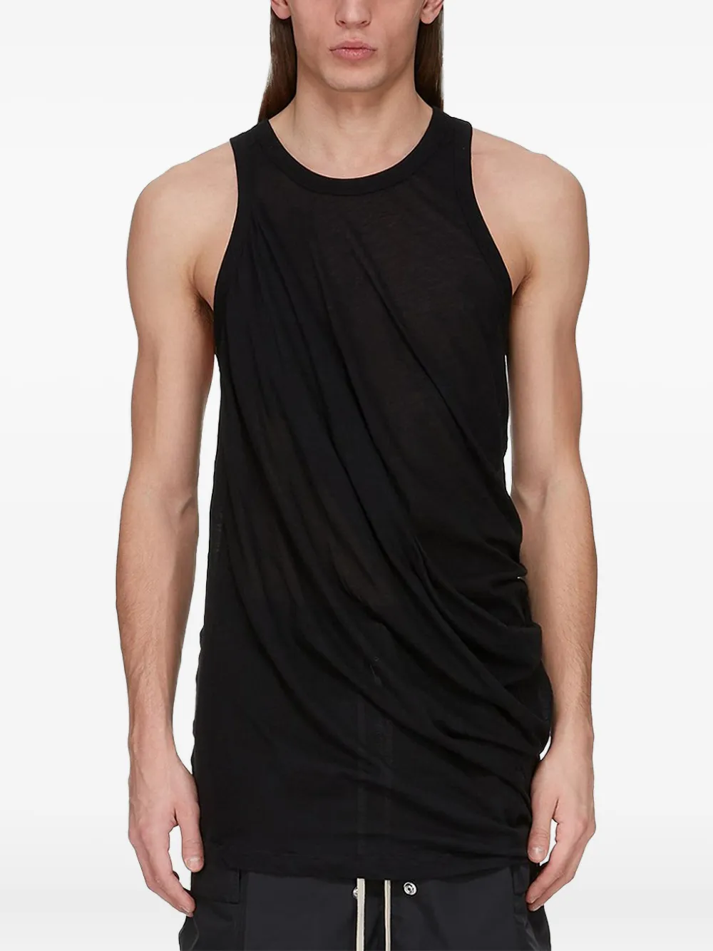 Rick Owens Anthem Draped Tank Top In Black